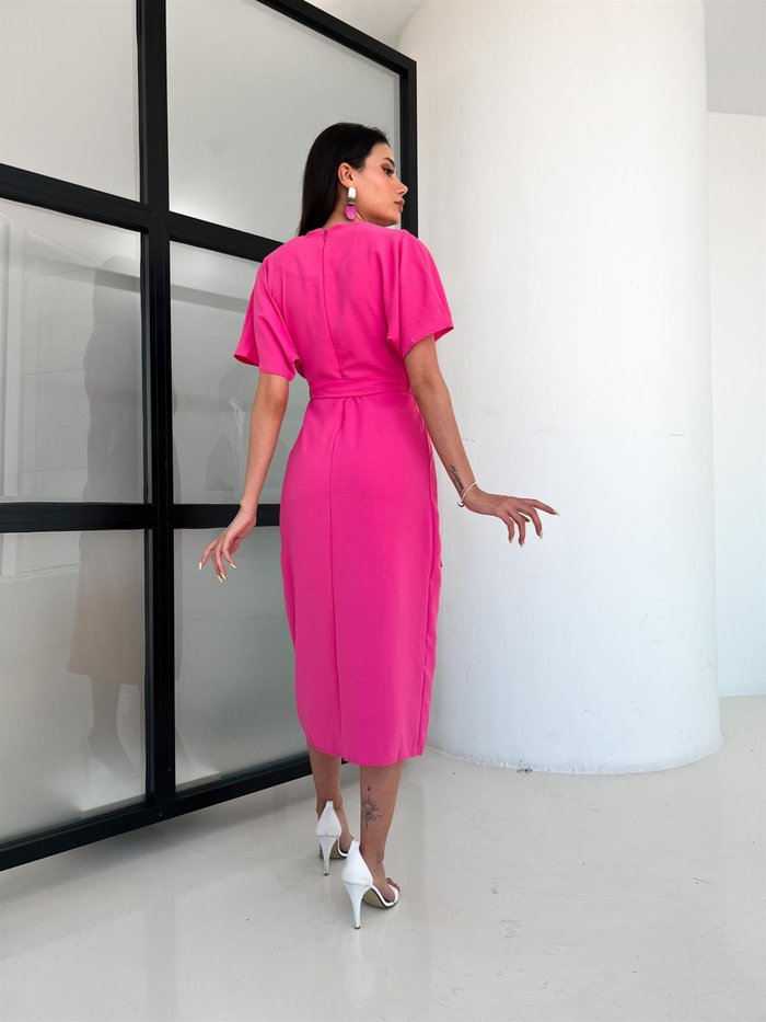 Pembe Bel Detay Elbise