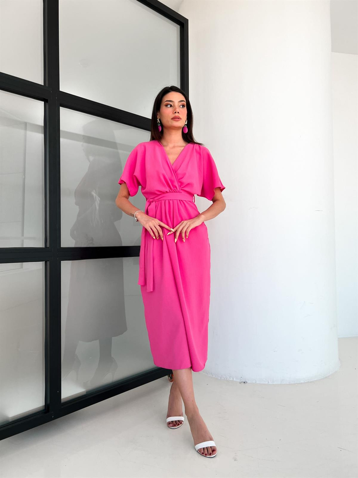 Pembe Bel Detay Elbise