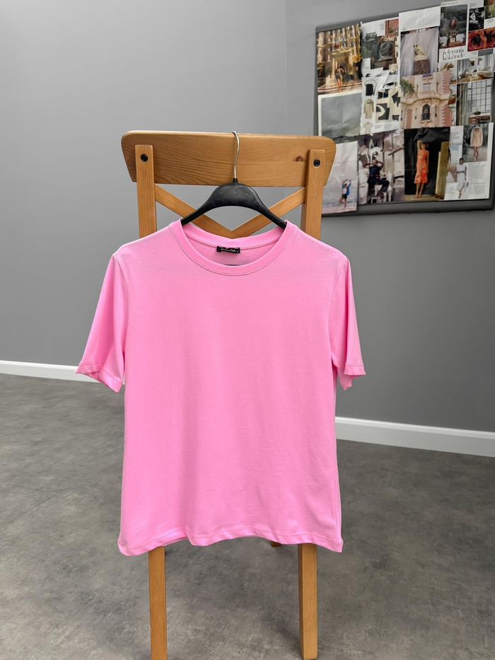 Pembe Bisiklet Yaka Orj Tshirt