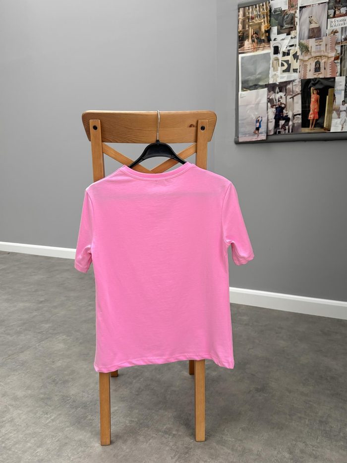 Pembe Bisiklet Yaka Orj Tshirt