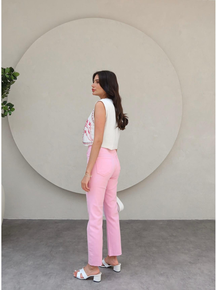 Pembe Paça Kesik Orj Jean