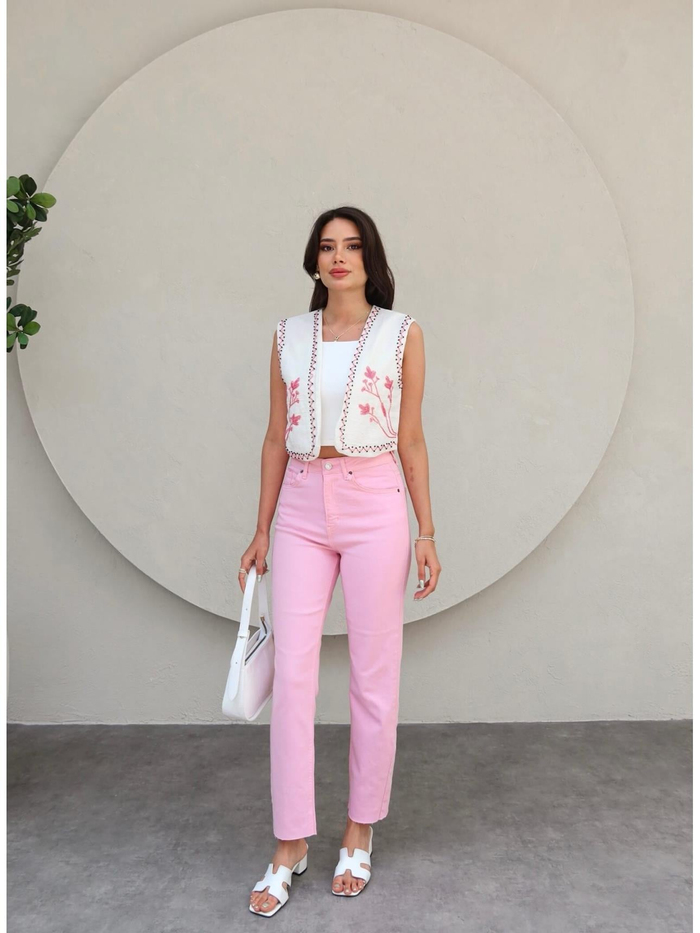 Pembe Paça Kesik Orj Jean