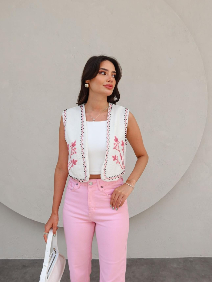 Pembe Paça Kesik Orj Jean