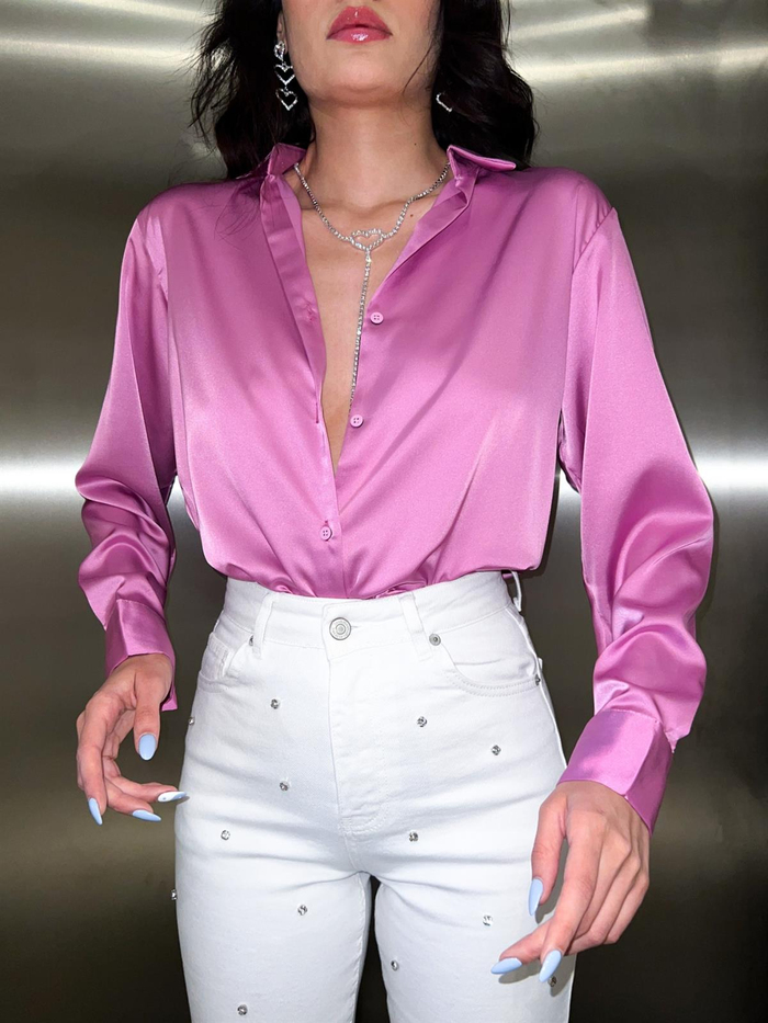 Pembe Saten Gömlek