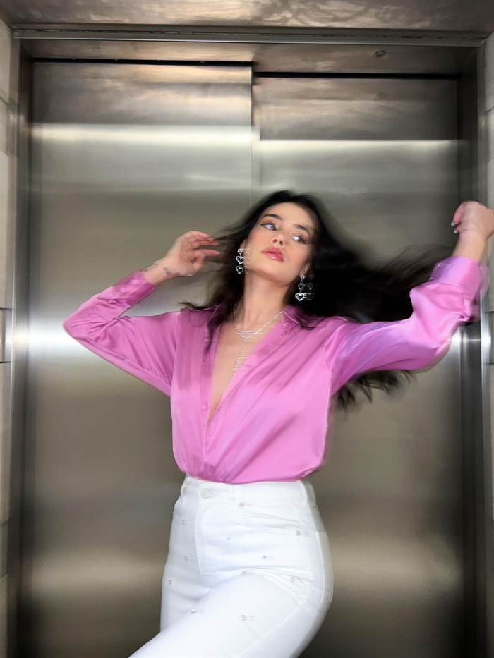Pembe Saten Gömlek