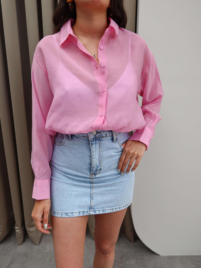 Pembe Transparan Gömlek