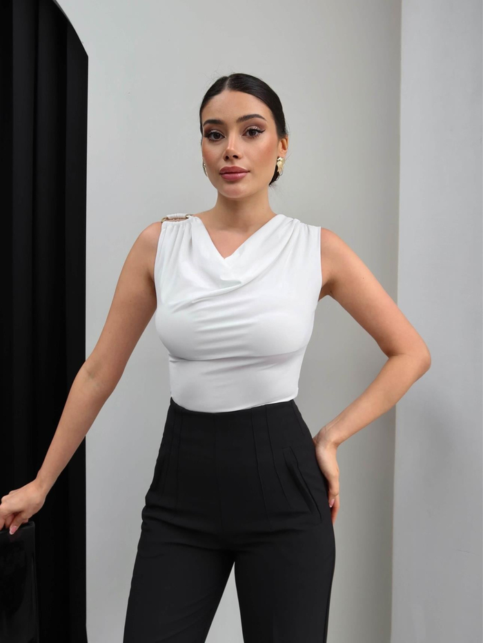 Pensli Arka Fermuarlı Geniş Paça Pantolon