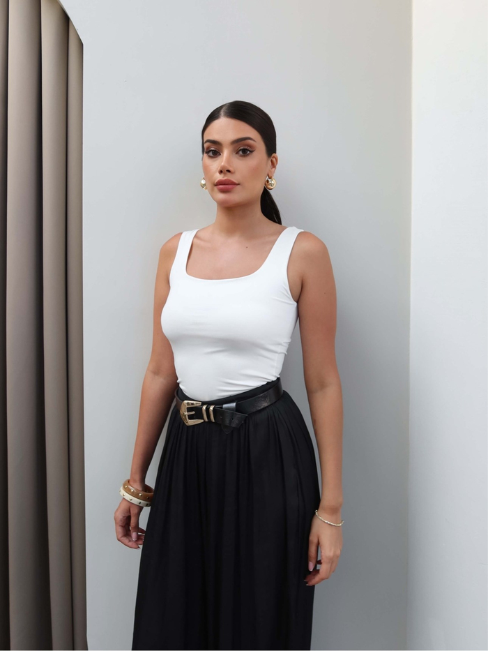 Pileli Saten Şalvar Pantolon