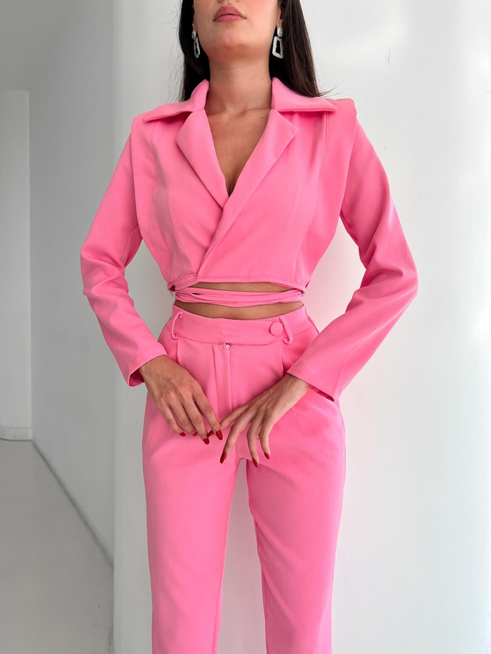 Pink Bağlamalı Uzun Kol Takım