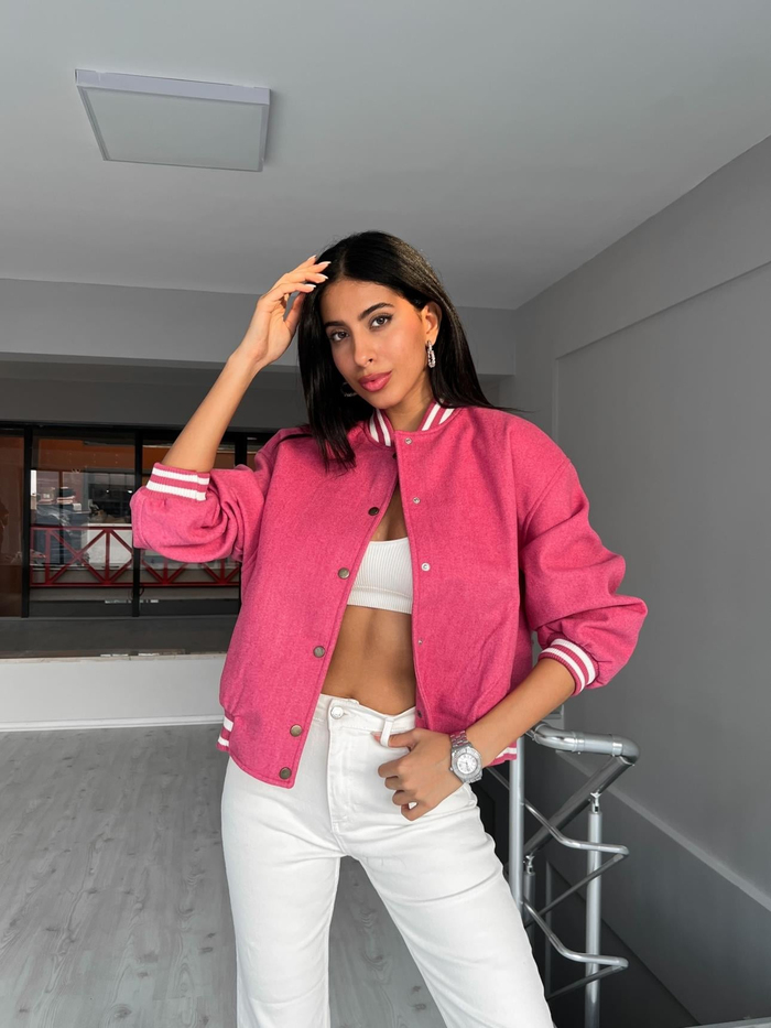 Pink Ribanalı Kolej Ceket