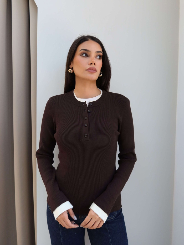 Polo Yaka Manşet Detaylı Kazak