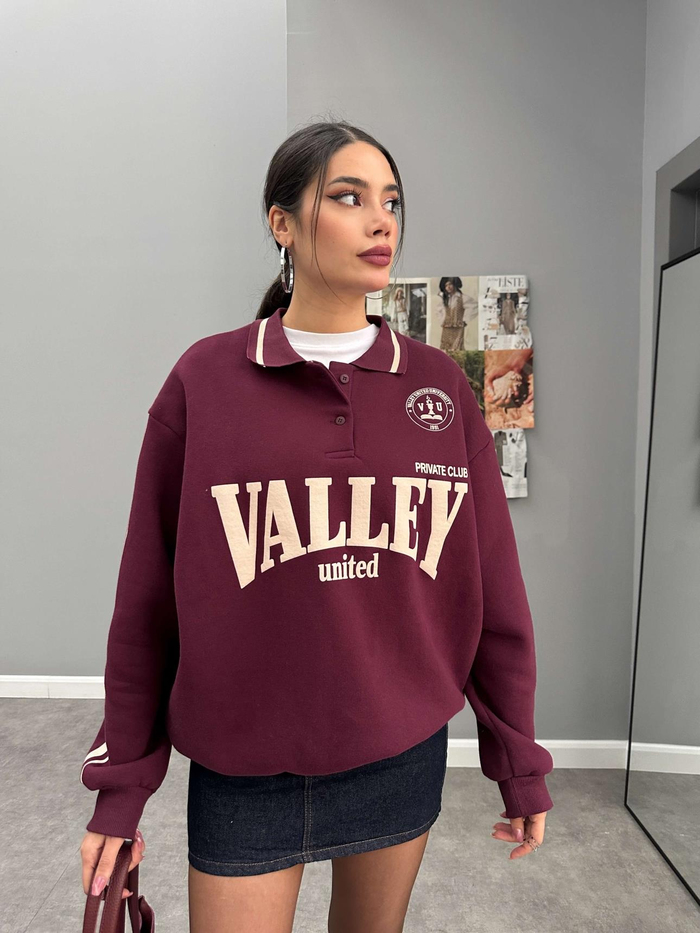 Polo Yaka Şardonlu Valley Sweatshirt