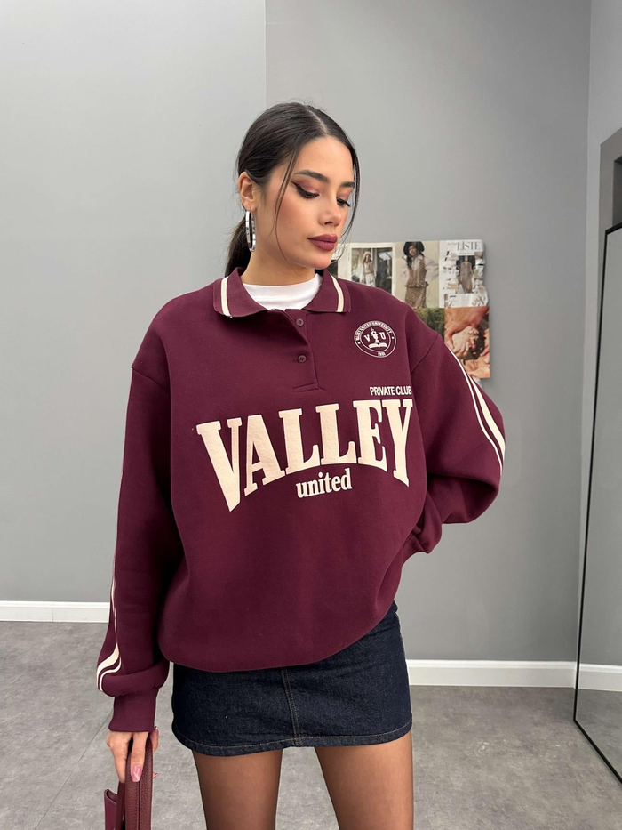 Polo Yaka Şardonlu Valley Sweatshirt