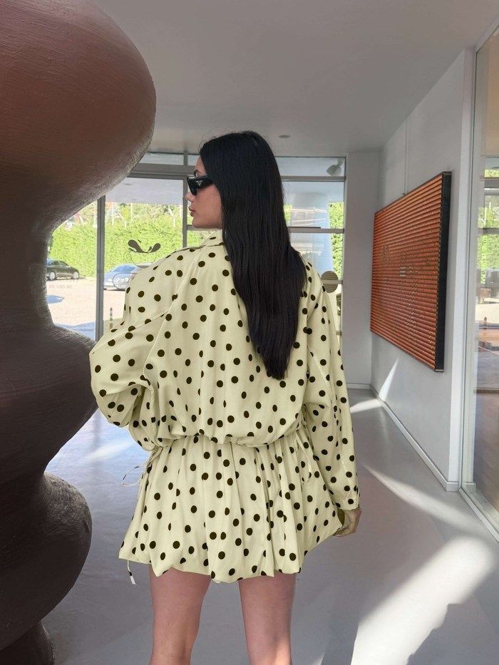 Puantiyeli Dik Yaka Bomber Ceket E.H Collection