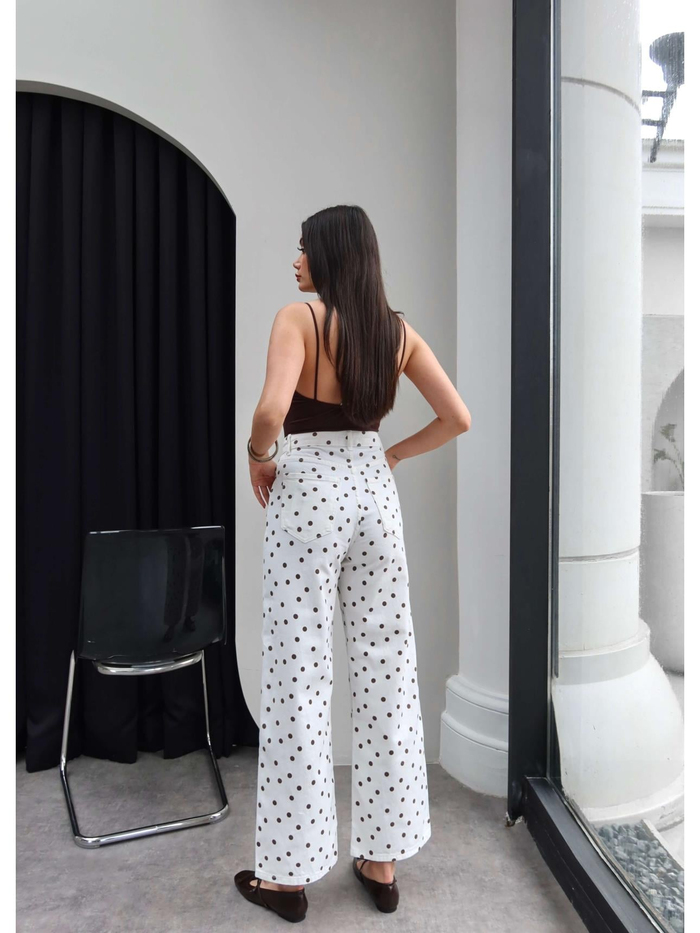 Puantiyeli Geniş Paça Jean