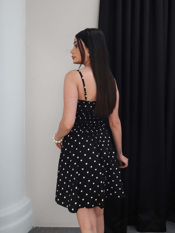 Puantiyeli Gipeli Mini Elbise