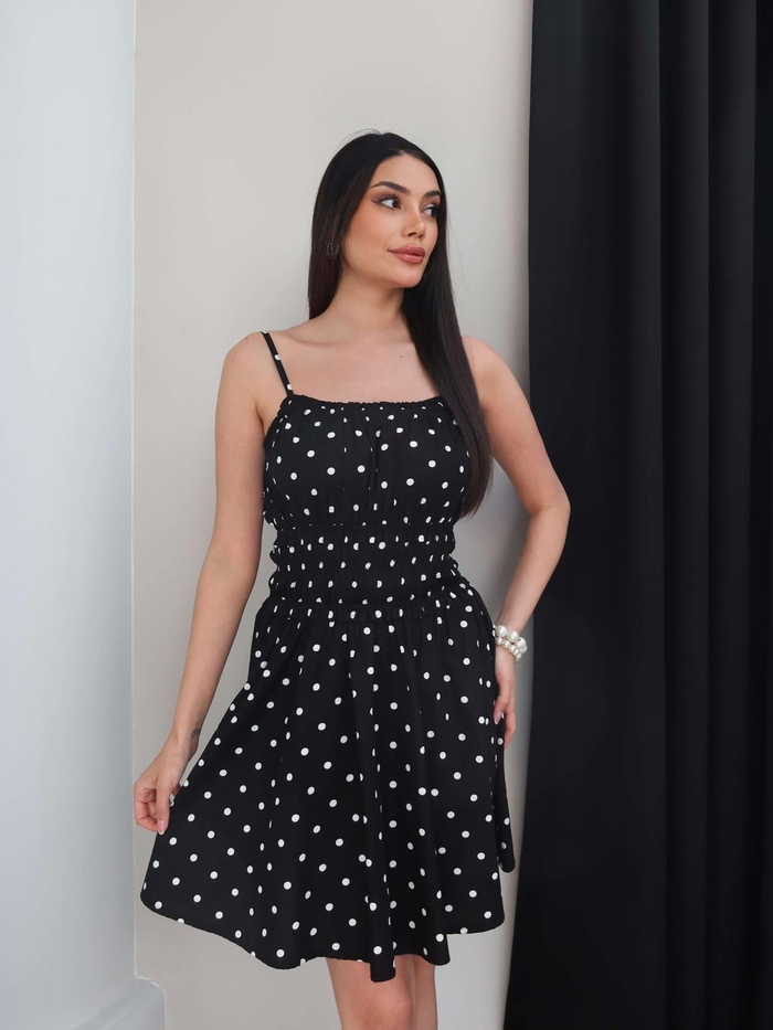 Puantiyeli Gipeli Mini Elbise