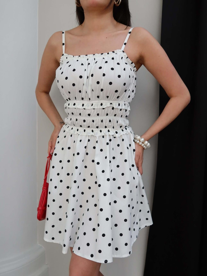 Puantiyeli Gipeli Mini Elbise