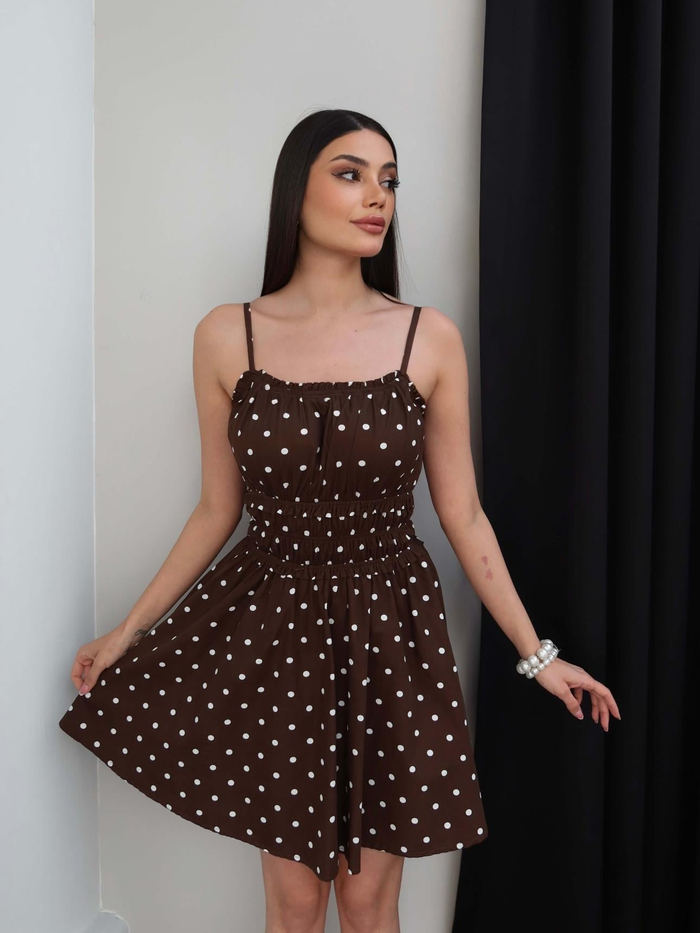 Puantiyeli Gipeli Mini Elbise