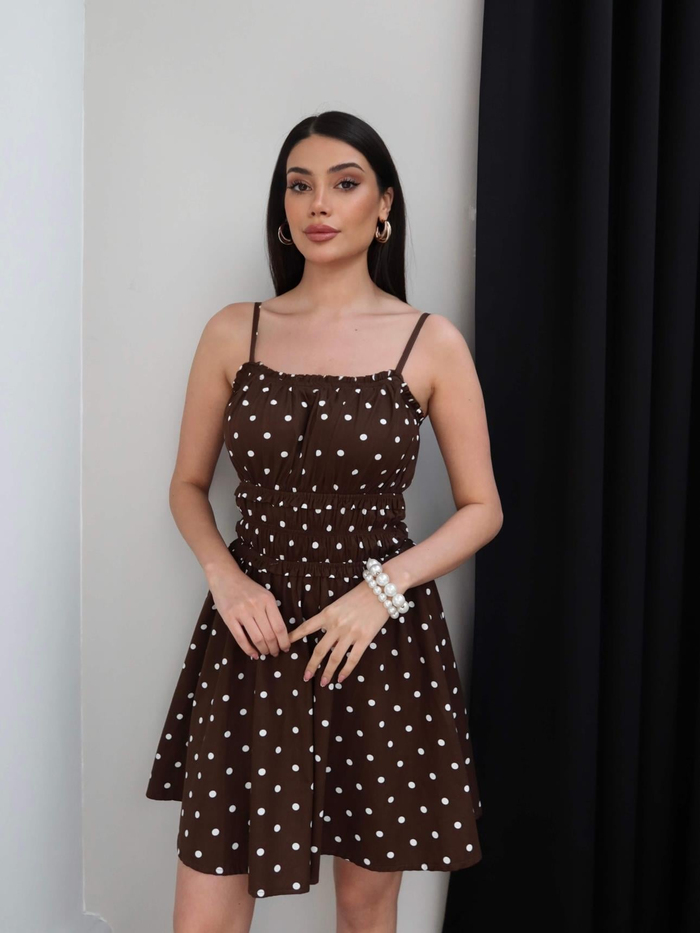 Puantiyeli Gipeli Mini Elbise