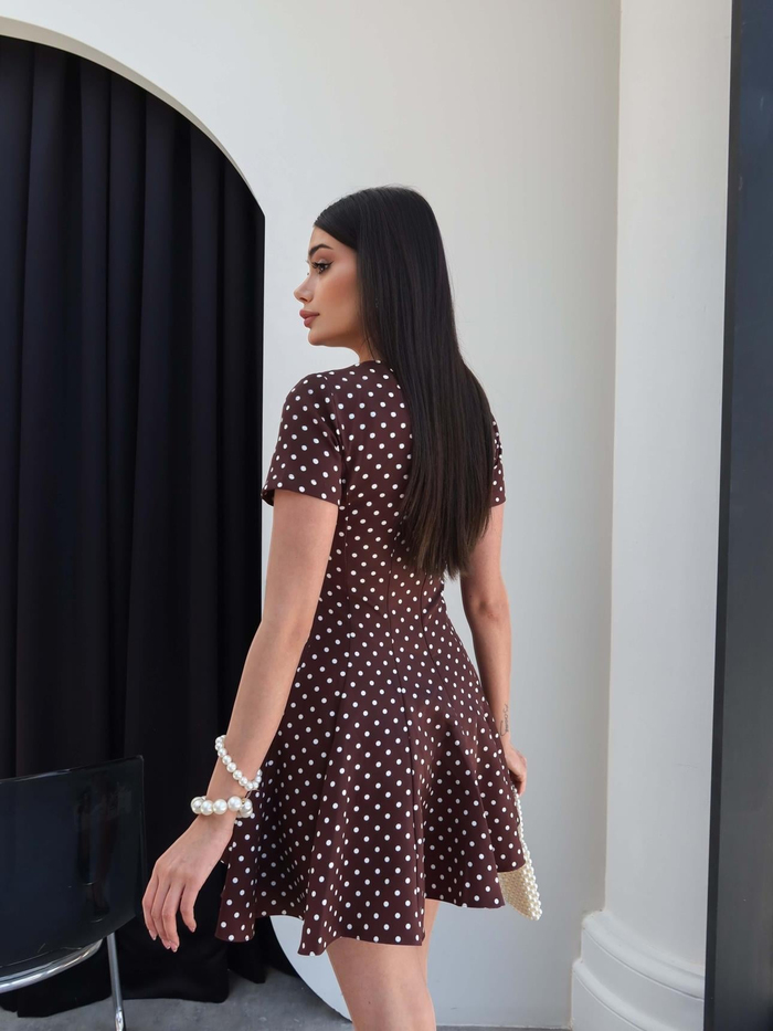 Puantiyeli Volanlı Mini Elbise