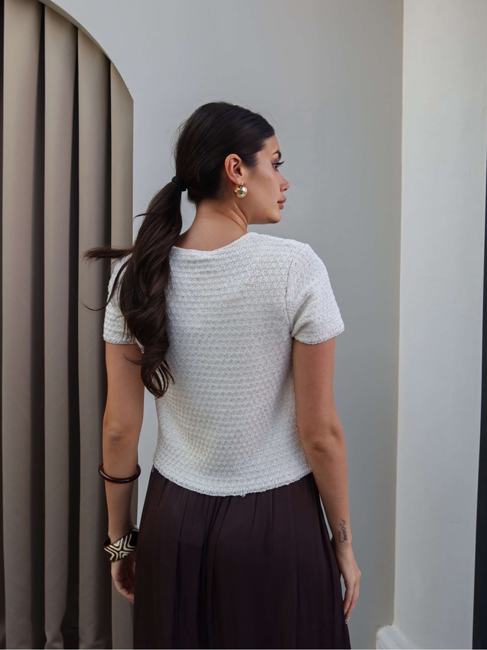 Pullu Triko Crop Hırka Takım
