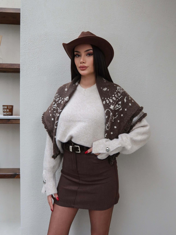 Püsküllü Etnik Desen Şal