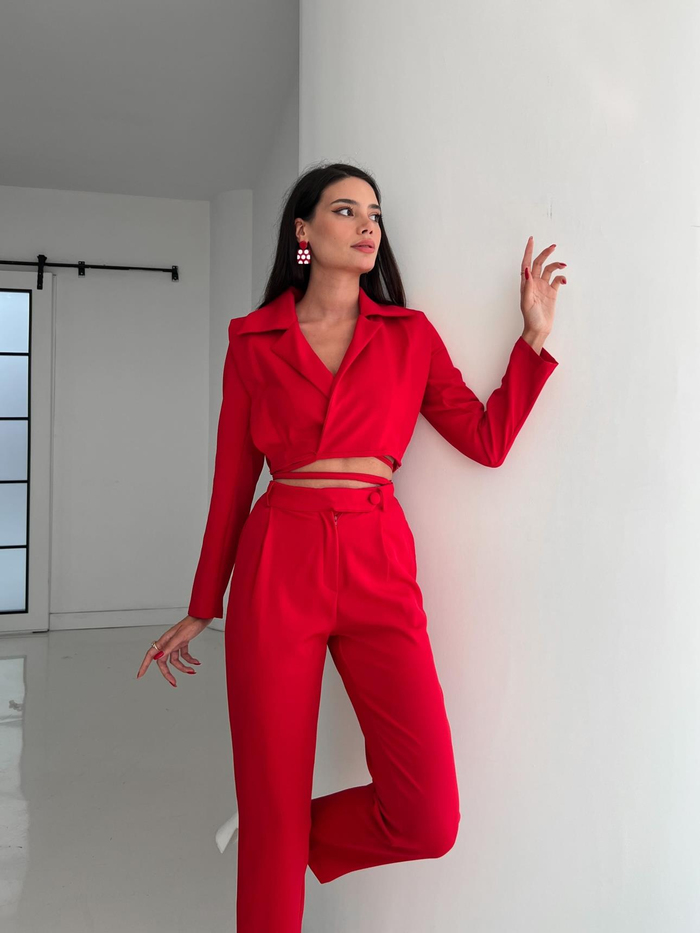 Red Bağlamalı Uzun Kol Takım