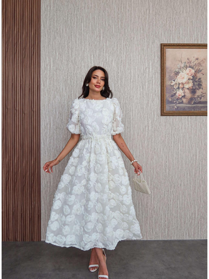 Rose Sırtı Bağlamalı İthal Elbise