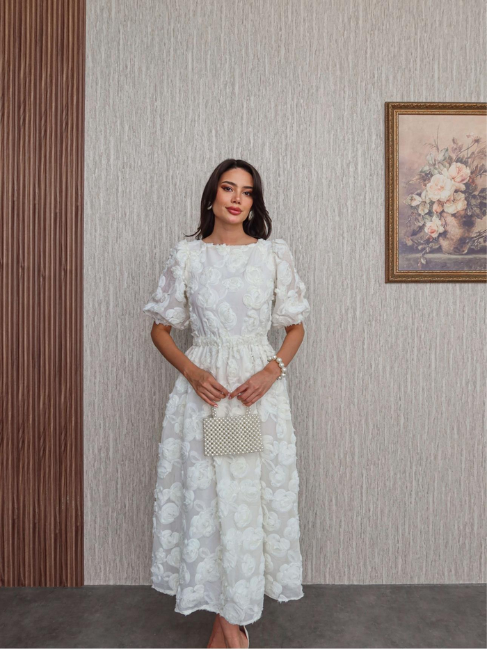 Rose Sırtı Bağlamalı İthal Elbise