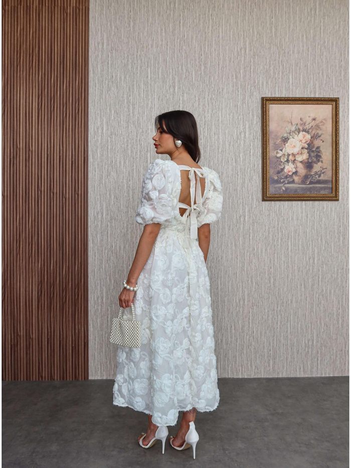 Rose Sırtı Bağlamalı İthal Elbise