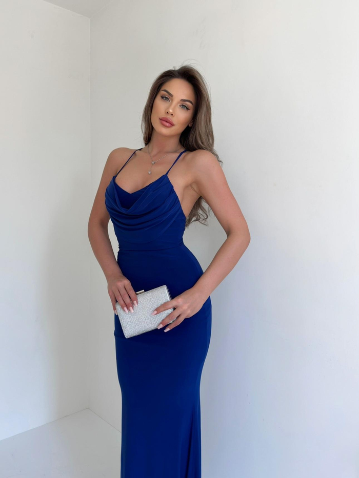 Saks Askılı Elbise