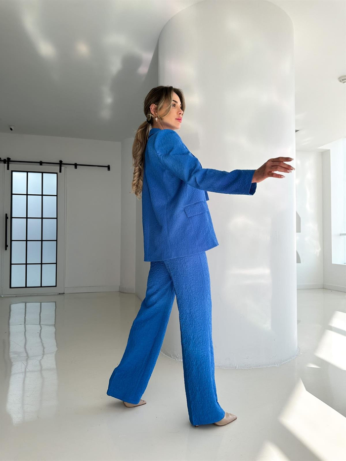 Saks Desenli Oversize Ceket