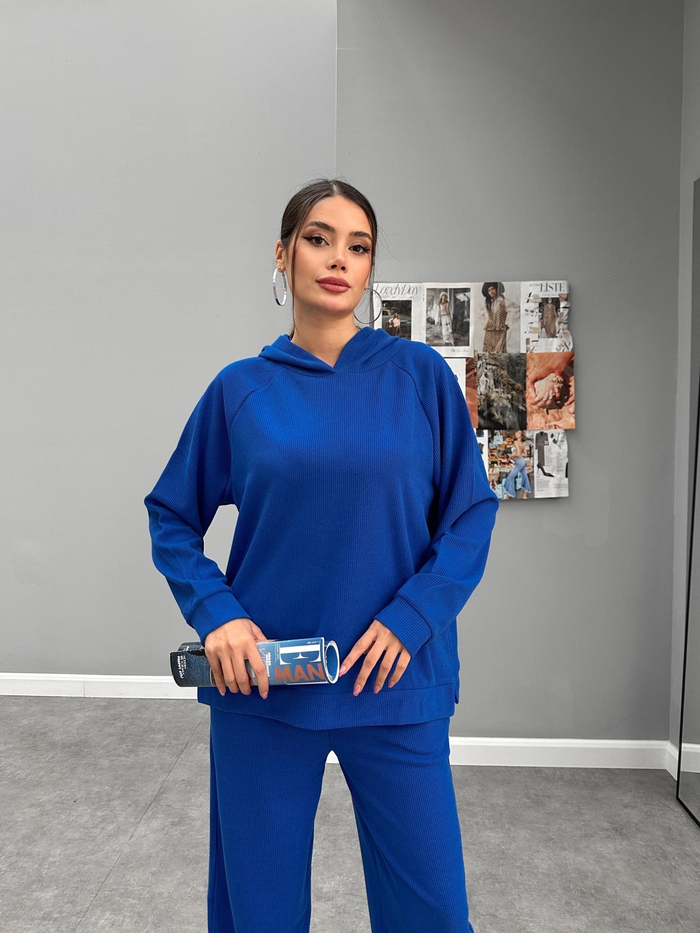 Saks Kapüşonlu Oversize Takım
