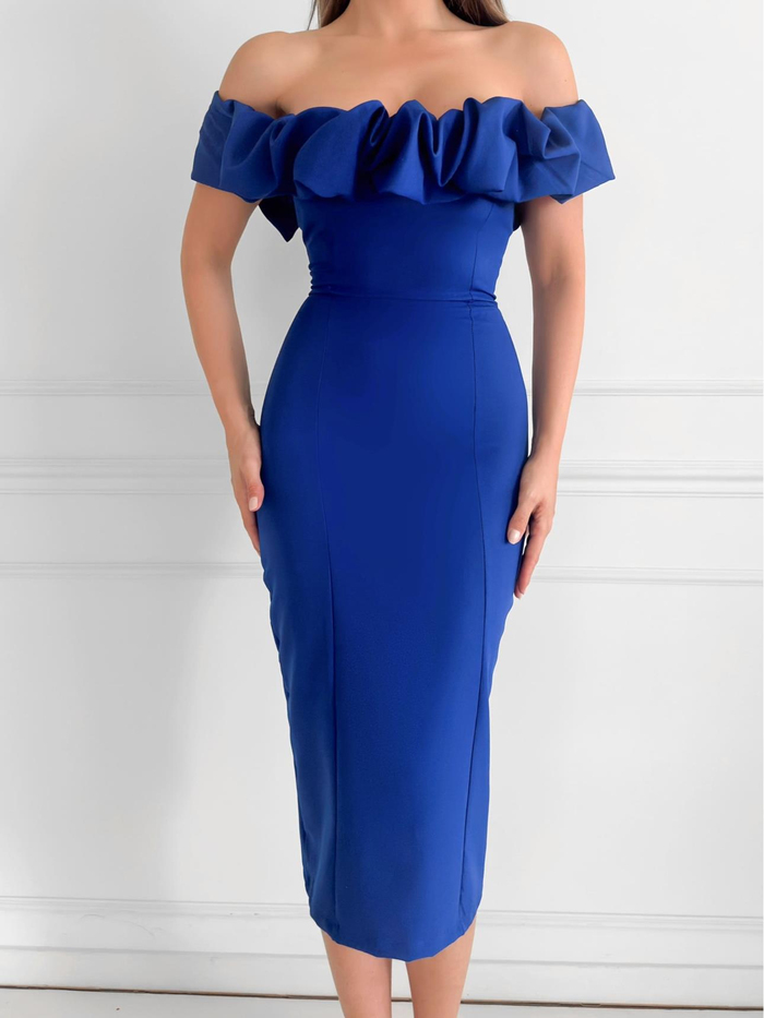 Saks Yaka Frilly Fitted Elbise