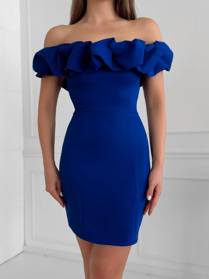 Saks Yaka Frilly Fitted  Mini Elbise