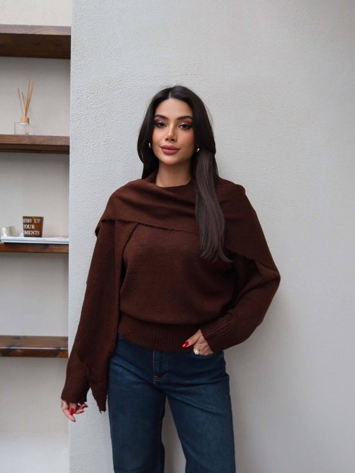 Şal Detay Triko Kazak