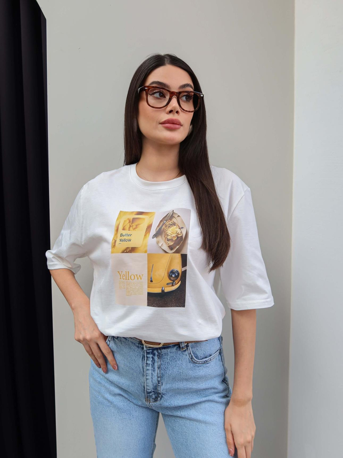 Sarı Baskılı Tshirt