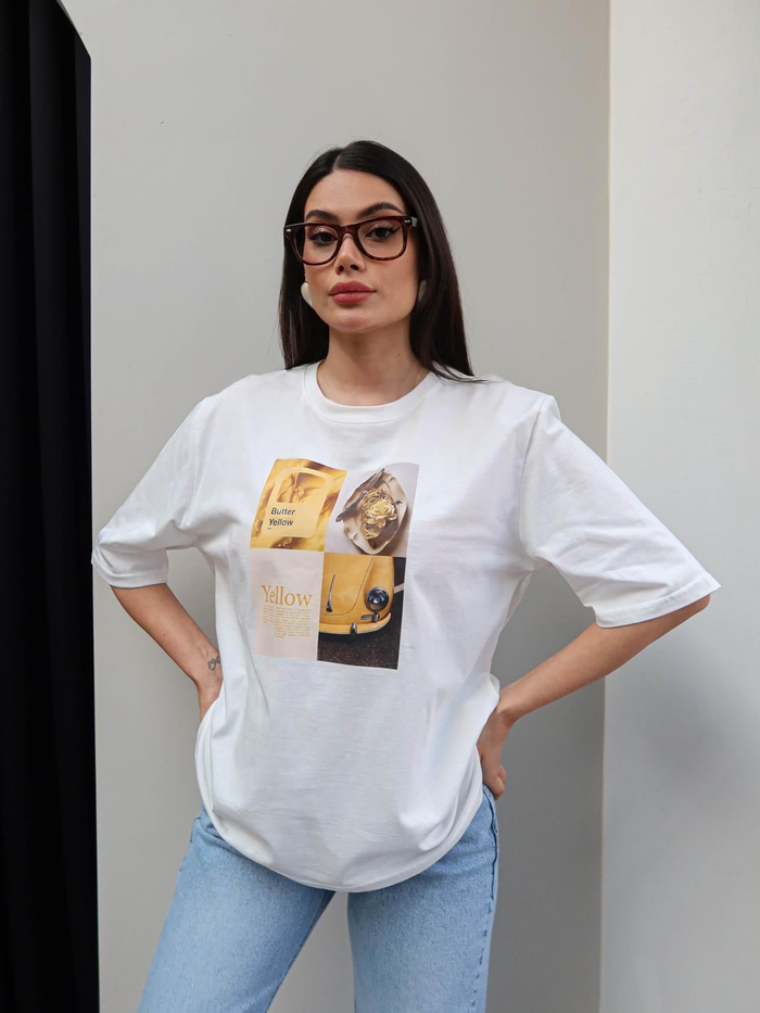 Sarı Baskılı Tshirt