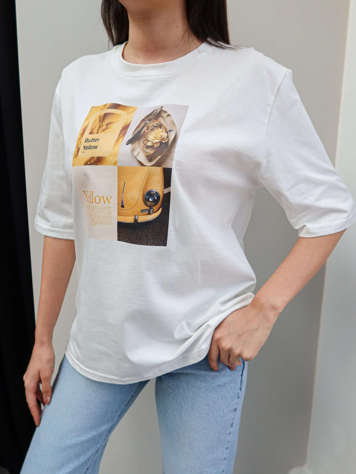 Sarı Baskılı Tshirt