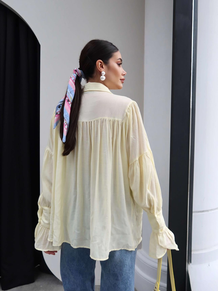 Sarı Büzgülü Gömlek