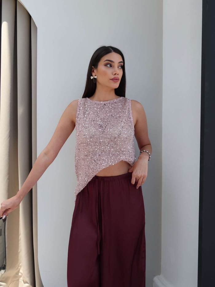 Saten Bağcıklı Salaş Pantolon