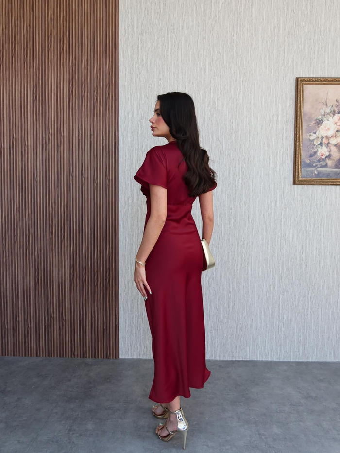 Saten Midi Elbise
