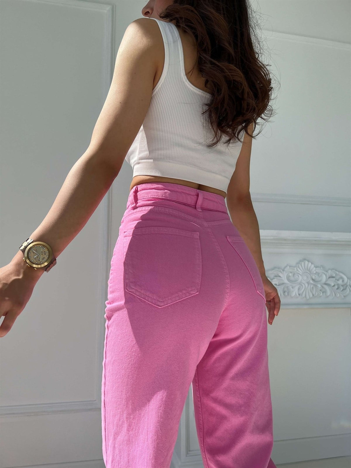 Şeker Pembe Bol Paça Jean