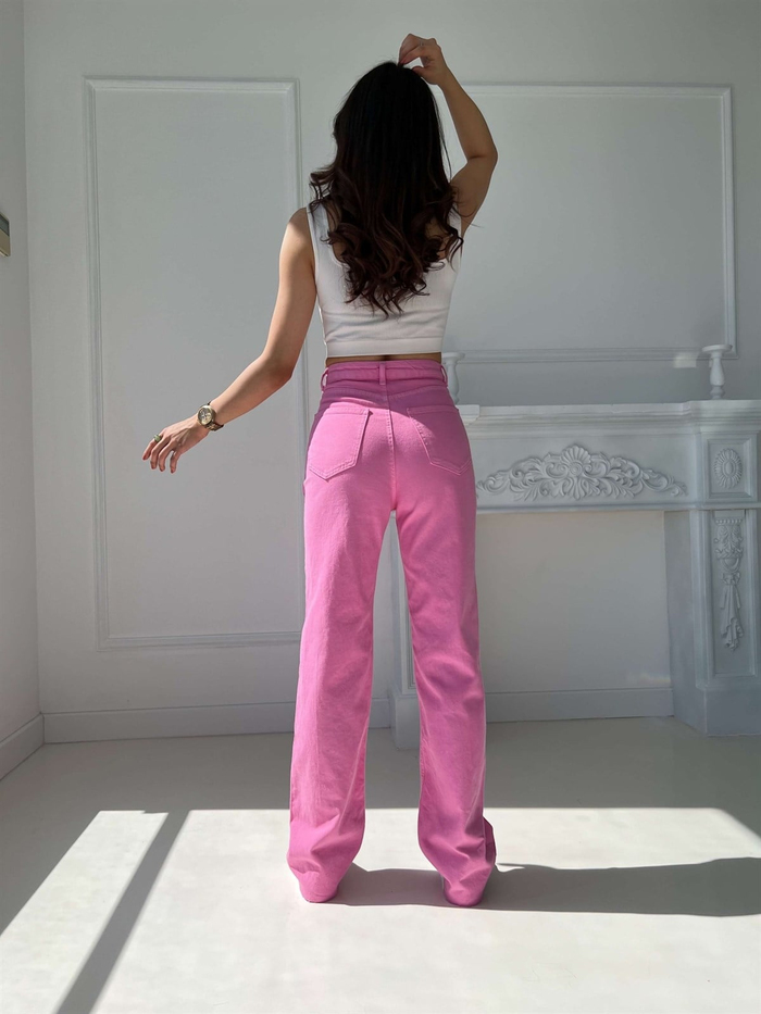 Şeker Pembe Bol Paça Jean