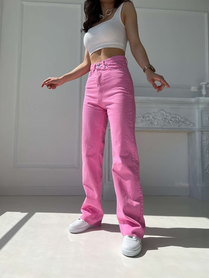 Şeker Pembe Bol Paça Jean