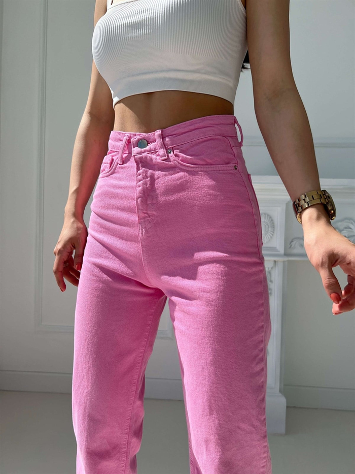 Şeker Pembe Bol Paça Jean