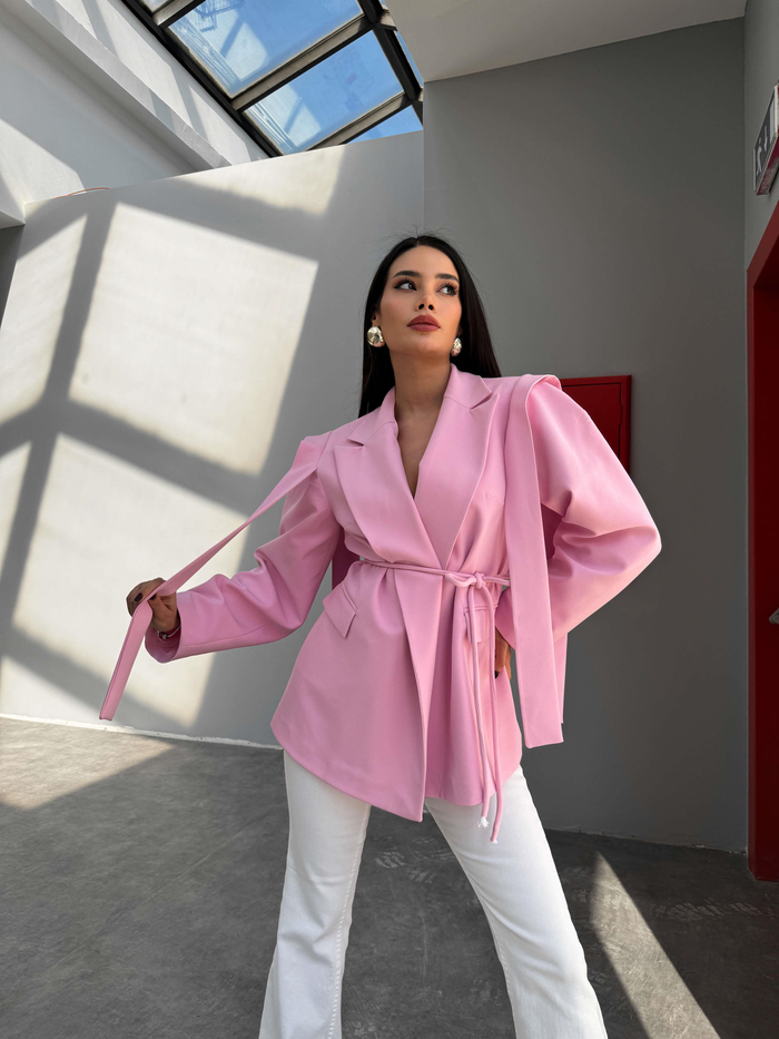 Şeker Pembe Düz Cool Oversize Ceket