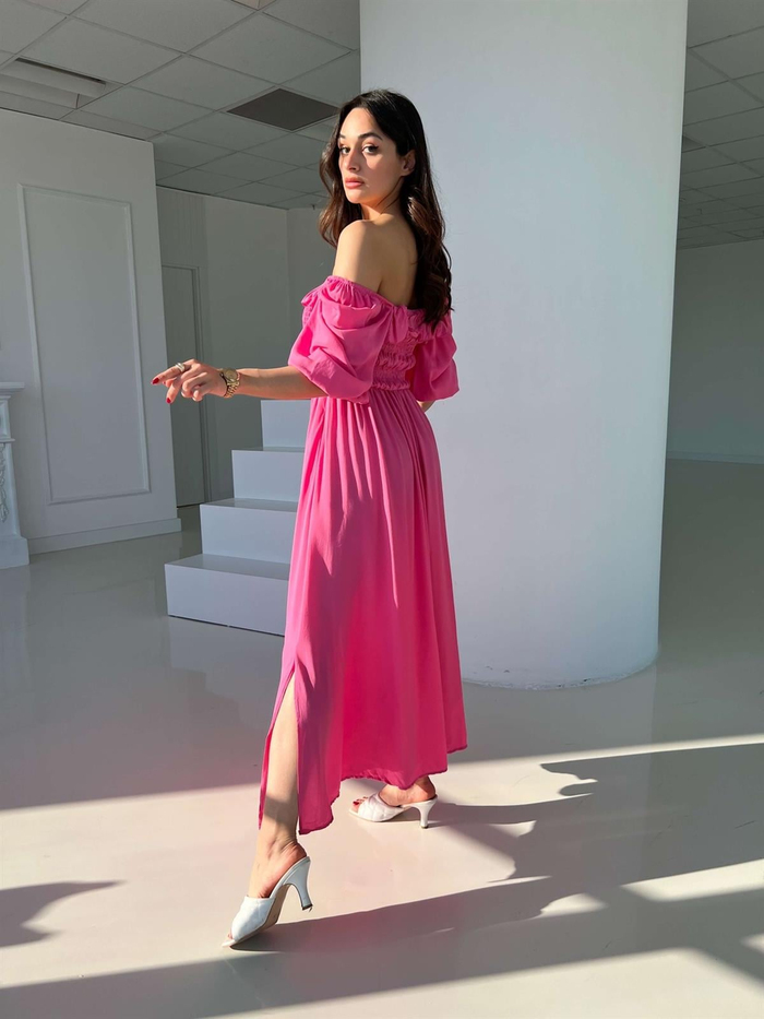 Şeker Pembe Göğüs Gipeli Elbise