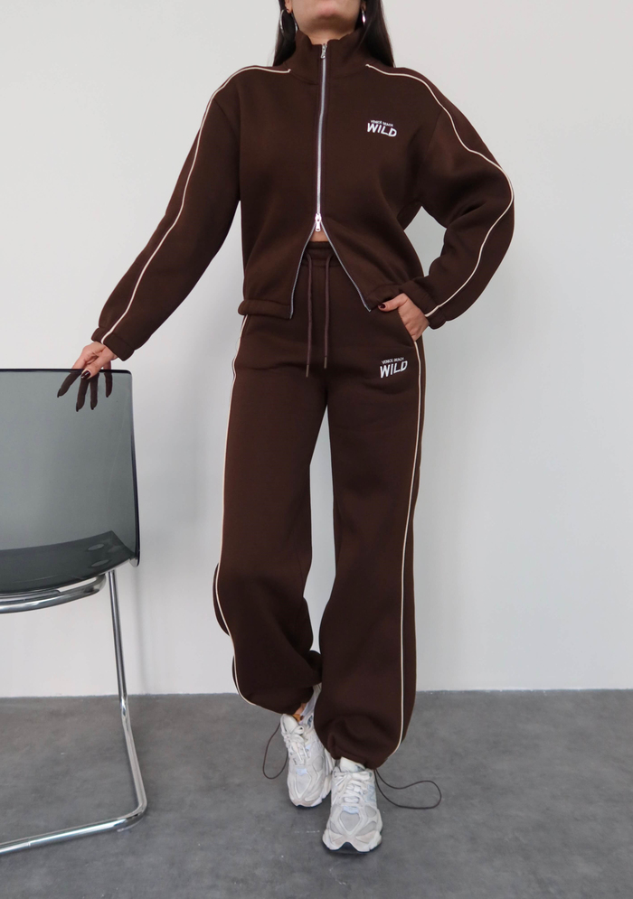 Şerit Detaylı Sweatshirt Eşofman Takım
